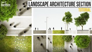 Landscape Architecture Section and Plan in Photoshop Tutorial [upl. by Zebulen]