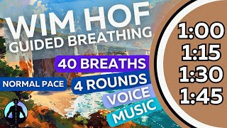 WIM HOF Guided Breathing Meditation  40 Breaths 4 Rounds Normal Pace  Up to 145min [upl. by Sproul557]