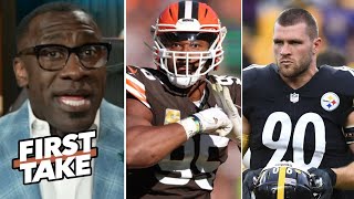 FIRST TAKE  Im No 1  Myles Garrett says hes DPOY over TJ Watt after Browns beat Steelers [upl. by Jeanna]