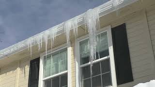 Outside filming our massive icicles and hearing the melting snow [upl. by Ecnerat]