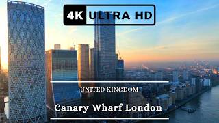 Canary Wharf London UK Aerial View  4K Drone Footage [upl. by Haidabo]