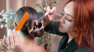 ASMR Sleek Hair amp Chain Updo Hair Brushing and Styling wAccessories for a Cute Finish Soft Spoken [upl. by Airogerg810]