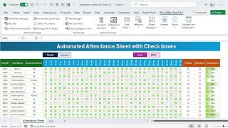 Monthly Attendance sheet in Excel with Check boxes  FREE Download [upl. by Llerehc]