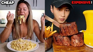 mukbangers eating CHEAP VS EXPENSIVE meals 😳 [upl. by Iralav]