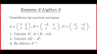 examen algebre 2 univ Bejaia 2019 math info matrice [upl. by Enitsenrae]