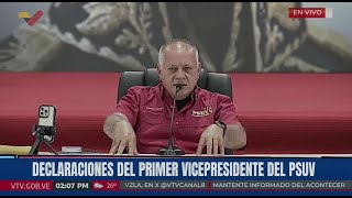 Diosdado Cabello rueda de prensa del PSUV 5 agosto 2024 [upl. by Eilra]