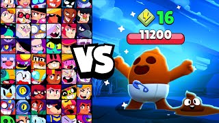 POOP SPIKE vs ALL BRAWLERS With 16 POWERUPs  Brawl Stars [upl. by Namreg]