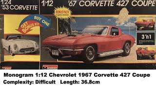 Large Scale Monogram 112 Chevrolet 1967 Corvette 427 Coupe Kit Review [upl. by Ronny]