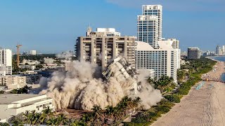 Drone video watch as the iconic Deauville Hotel in Miami Beach is demolished [upl. by Yseulte]