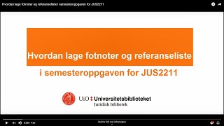 Hvordan lage fotnoter og referanseliste i semesteroppgaven for JUS2211 [upl. by Orth569]