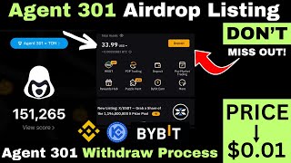 Agent 301 Airdrop Withdrawal StepbyStep Process Agent 301 Airdrop Update  Upcoming Listing Date [upl. by Pellet821]