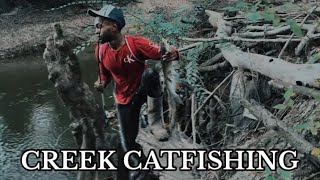 CATFISHING CREEKS USING BEST CATFISH BAIT CHICKEN LIVER amp WORMS [upl. by Aoniak]