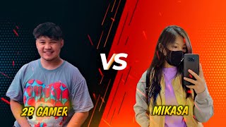 2B Gamer Vs Mikasa 1 Vs 1 On Mobile Face Cam Garena Freefire  Mikasa [upl. by Palmer]