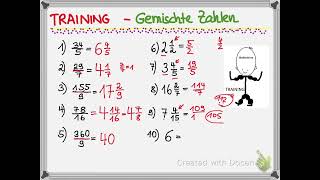 Gemischte Zahlen umrechnen unechte Brüche Übungen Training [upl. by Jordain]