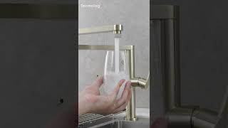 Tecmolog Brass Brushed Gold Pot Filler Faucet Deck Mount Single HandleKitchen Tap [upl. by Cordey]