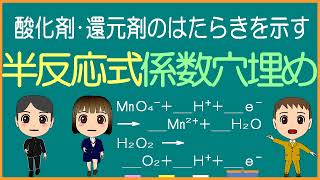 【半反応式】酸化剤･還元剤のイオン反応式の係数穴埋め【化学基礎･モル学園】高校化学／酸化･還元 [upl. by Bromley78]