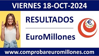 Resultado del sorteo EuroMillones del viernes 18 de octubre de 2024 [upl. by Anit340]