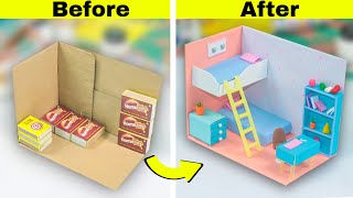 DIY Miniature Dollhouse from waste boxes  How to make Dollhouse with boxes at home [upl. by Haletta]