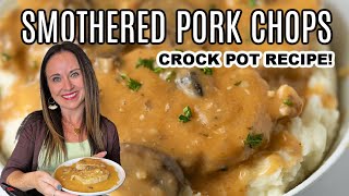 Best Crock Pot Smothered Pork Chops Recipe [upl. by Daggett]