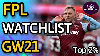 FPL  TRANSFER WATCHLIST  GW21  Fantasy Premier League tips 2324 [upl. by Enyahs]