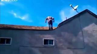 Crackhead does Backflip off of 2 story house for 100 [upl. by Osrock]