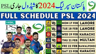 Pakistan Super League 2024 Full Schedule PSL Schedule Announced All Match Fixtures Date Time amp Venue [upl. by Blunk]