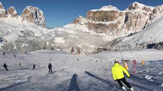 Canazei Belvedere ski area Val di Fassa Dolomiti Italy Sellaronda [upl. by Aiekahs405]