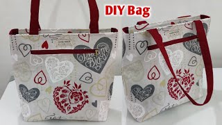 How to make tote bag  how to make cloth bags at home easy  shopping bag cutting and stitching [upl. by Floro]