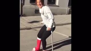 DYR 125 Broken leg crutches cast red SLC [upl. by Alilak]