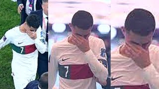 CR7 Llorando desconsolado Afuera del Mundial de Qatar 2022 cr7 cristianoronaldo portugal [upl. by Juley]