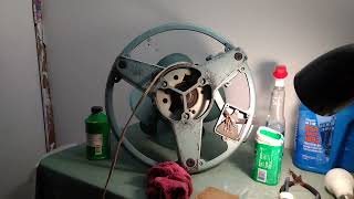 1960s General Electric Hassock fan inspection part 2  clean up and servicing [upl. by Imorej]