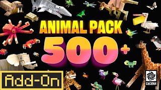 ANIMAL PACK 500 10 ADDON Brings 500 Animals to Minecraft Bedrock Edition Survival [upl. by Post38]