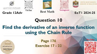 Finding derivative of an inverse function  Shortcut method  Q10 P1  12A  EoT1 [upl. by Yacano]