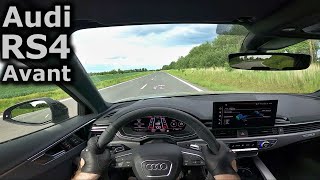 2022 Audi RS 4 Avant  POV test drive  acceleration 0100 kmh [upl. by Aikemat]