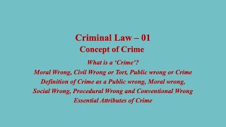 CRIMINAL LAW 01 Concept of Crime [upl. by Leyla]