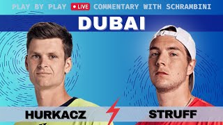 🔴 HURKACZ vs STRUFF I ATP DUBAI 2024 Free Live Stream Tennis play by play commentary [upl. by Jarib]