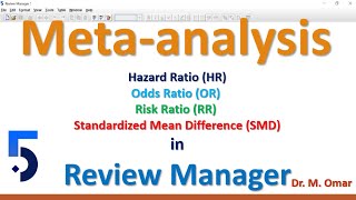 Meta analysis Hazard Ratio Odds Ratio Risk ratio Standardized Mean Difference in Review Manager [upl. by Leahcin404]