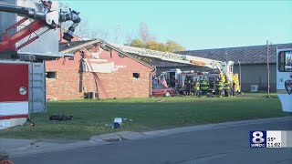 Fire crews respond to structure fire at auto repair shop in Gates [upl. by Ecirtnahs574]