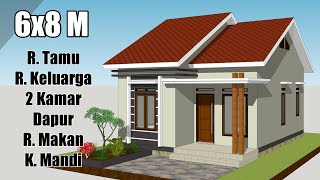 Rumah Kecil Super Lengkap   Desain Rumah Minimalis Sederhana 6x8 Meter 2 Kamar Tidur [upl. by Avera]