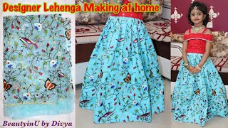 How To Make Designer LehengaSkirt At Home  Elastic Waist Lehenga Cutting amp Stitching [upl. by Voccola]