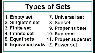 Types of sets [upl. by Annohs843]