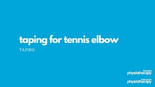 Taping for Tennis Elbow [upl. by Win]