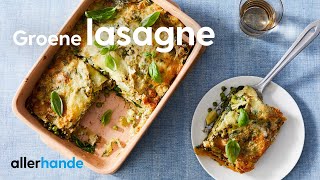 Vegetarische lasagne met spinazie tuinerwten en mozzarella  Recept  Allerhande [upl. by Nlocnil]