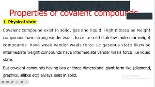 Properties of covalent compoundsCovalent bondingCHEM101 [upl. by Analle]