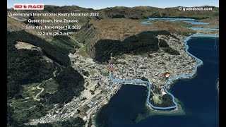 Queenstown International Realty Marathon 2023 fly over the marathon 3D course map [upl. by Mairim191]