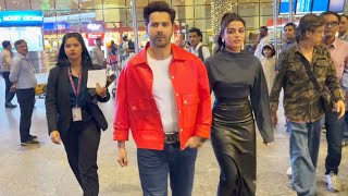 Varun Dhawan amp Wamiqa Gabbi At Mumbai Airport [upl. by Hibbs]