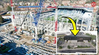 AMAZING New Gewiss Stadium Construction Update New Curva Sud Morosini Roof Truss Exterior Plaza [upl. by Aerdnek]