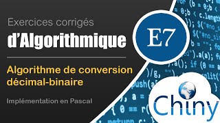 Conversion décimalbinaire  Algorithme amp programme Pascal [upl. by Curley]