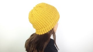 How to Loom Knit a Hat in Seed Stitch DIY Tutorial [upl. by Wj]