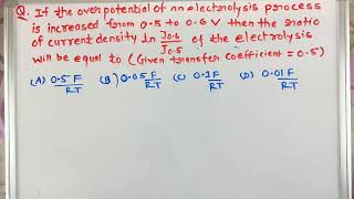 Butler VolmerTafel Equation QuestionCSIRUGCNTANETJRFJune2019 [upl. by Eugatnom]